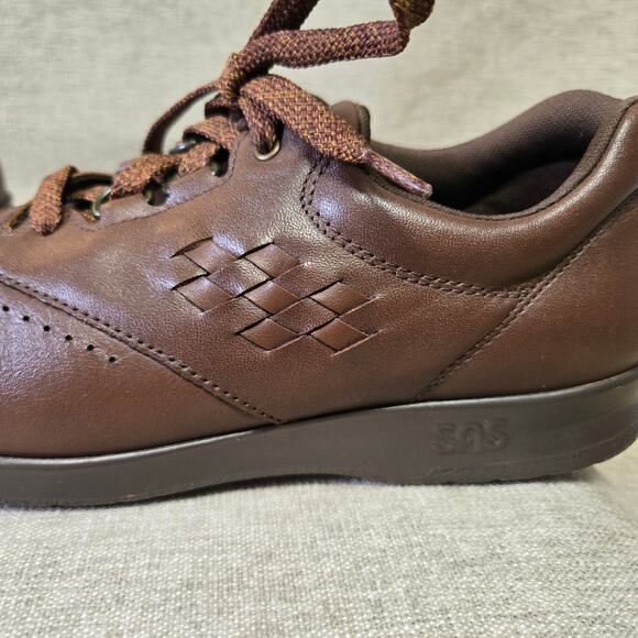 SAS Free Time Brown Women's Leather Comfort Sneakers Size 7.5 Walking Lace-Up - Picture 11 of 13